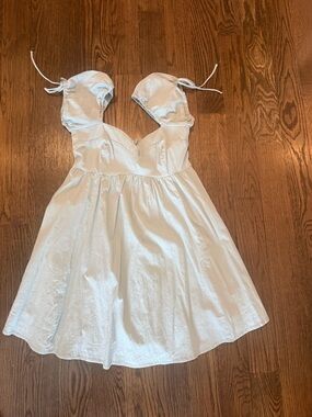 Light Blue Puff Sleeve A-Line Sundress